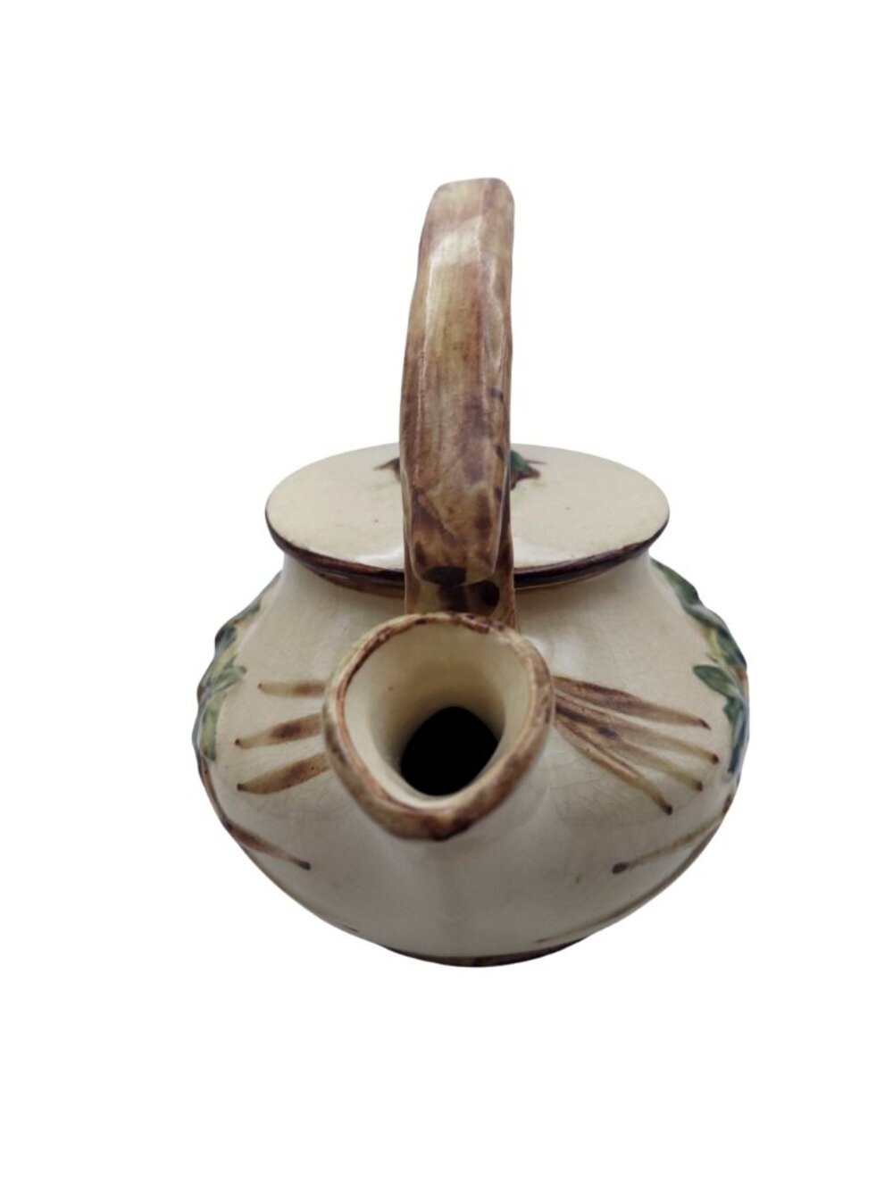 McCoy Pottery Ivy Teapot Tree Branch Handle Matching Lid Ceramic MCM Vtg 1940s - Picture 2 of 12